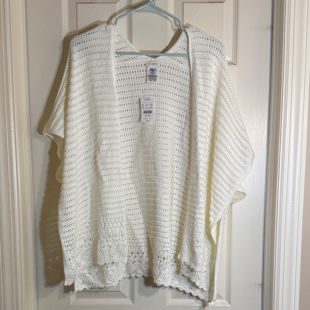 White Crochet Knit Sweater. J crew factory. One size. NWT
